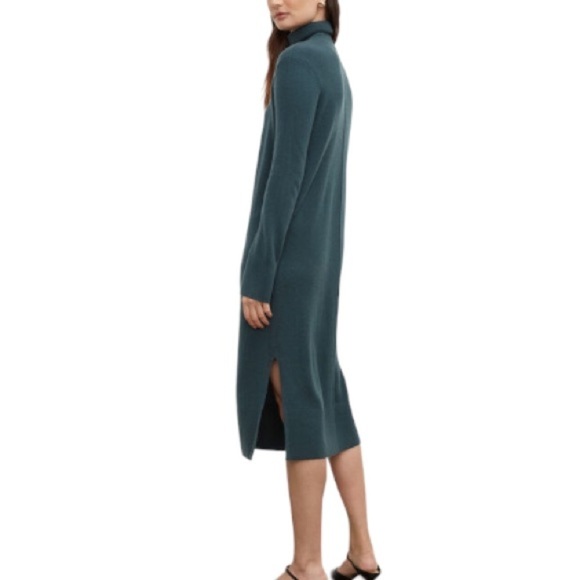 NWT Club Monaco Recycled Cashmere Turtleneck Sweater Dress in Dark Green Size XS - Picture 3 of 10